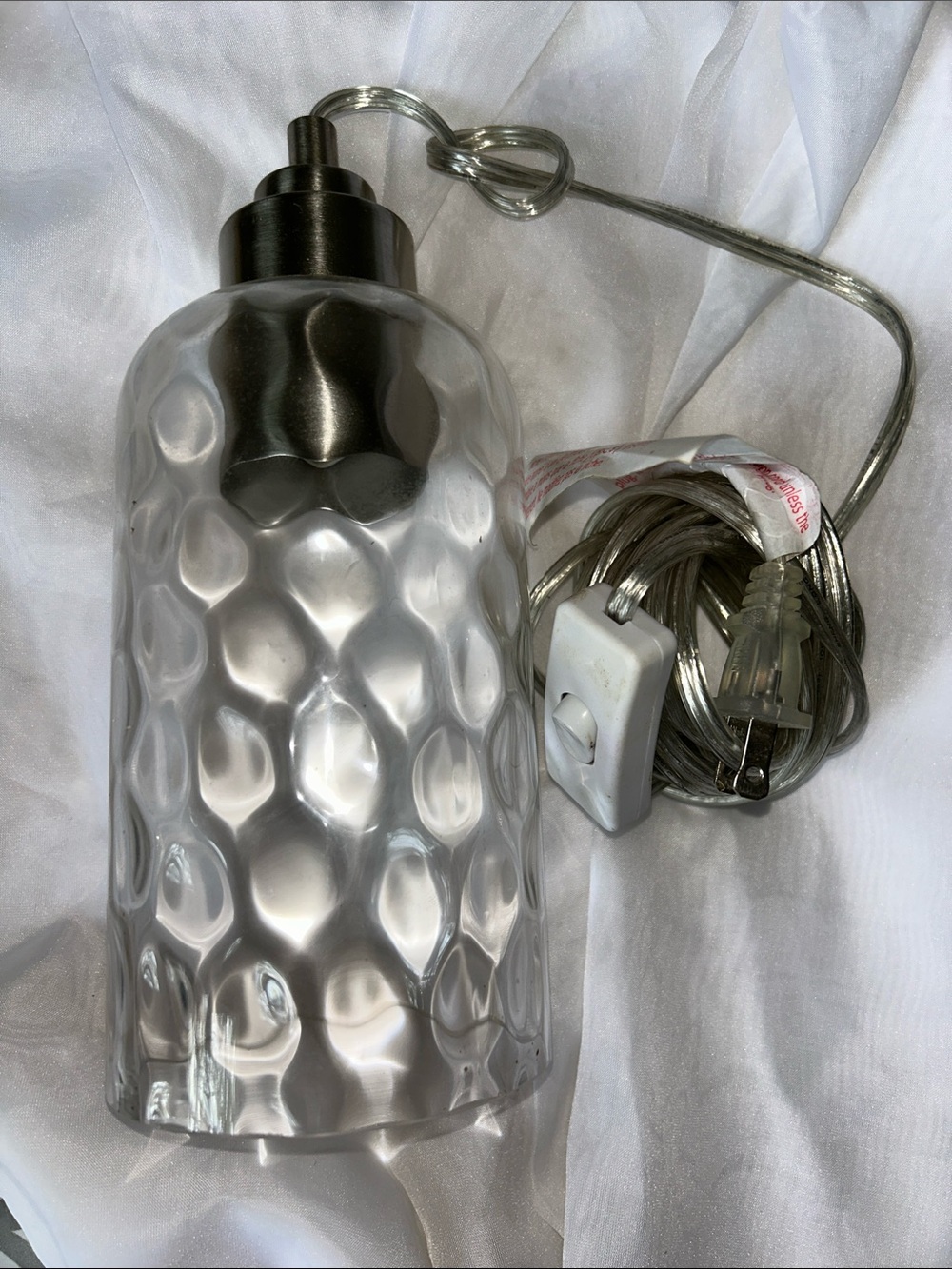 Modern Textured Glass Hanging Lamp - Silver
